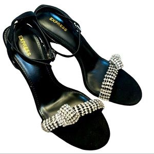 Express Rhinestone Embellished Knot Heeled Sandals Sz9 NWT
